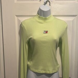Tommy Hilfiger Women's Lime Green Ribbed Top
